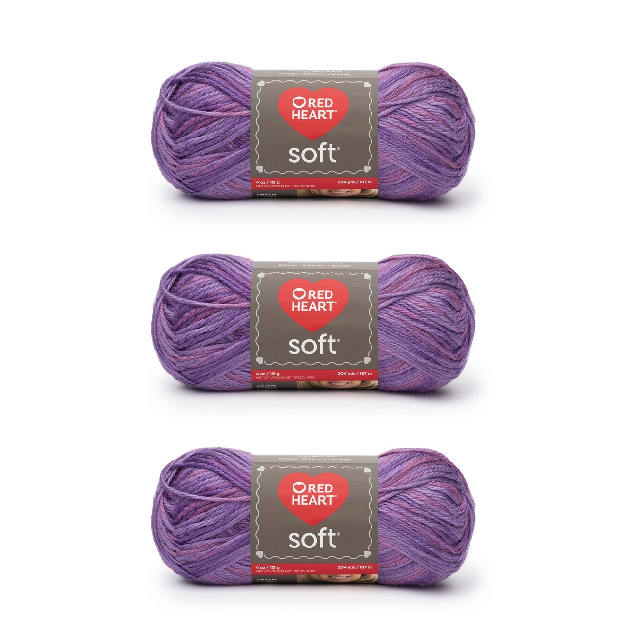 Red Heart Soft Plumy Yarn - 3 Pack of 113g/4oz - Acrylic - 4 Medium (Worsted) - 256 Yards - Knitting/Crochet